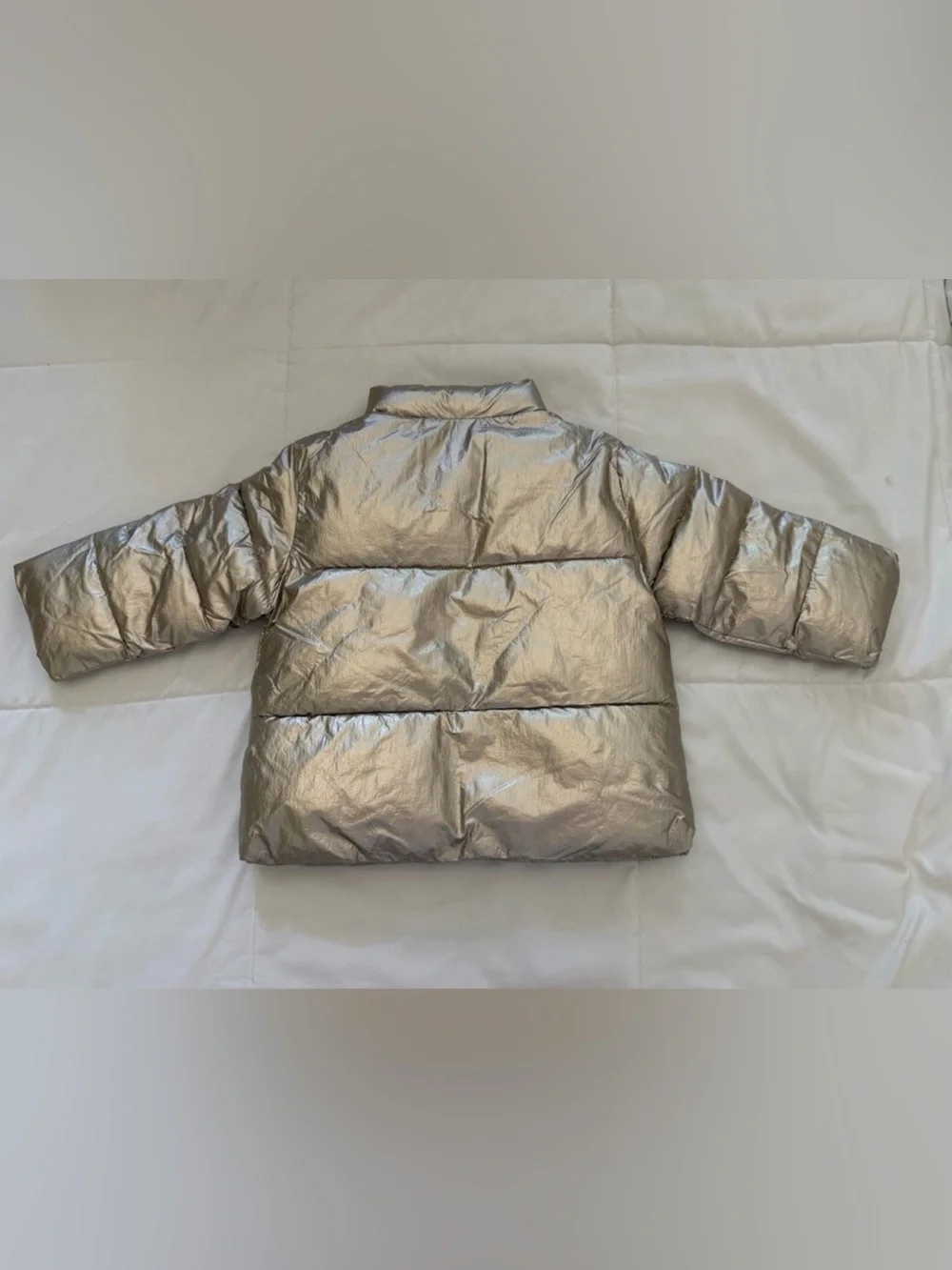 Zara Metallic Cream Puffer Jacket for Kids